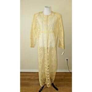 EXOTIC CREATIONS Indian Silk Hand Beaded Evening Dress ROBE - 1X - GOLD $199 NWT